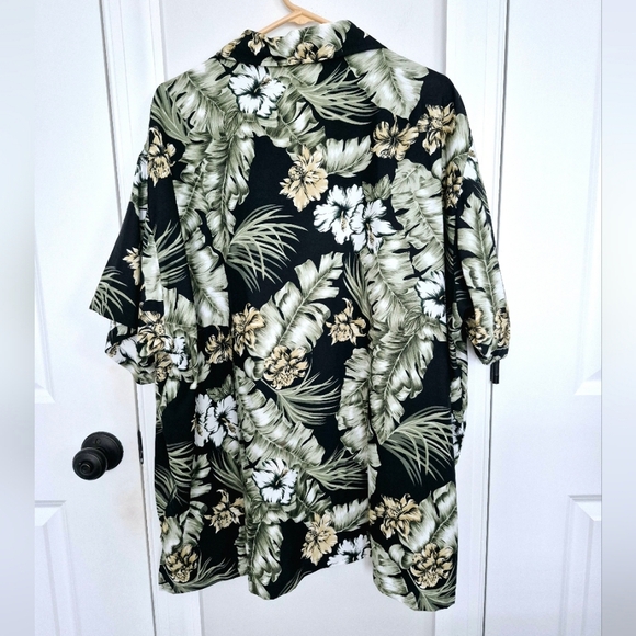 Rima Black Multi Short Sleeve Button-Up Hawaiian Shirt Palm Party Spring Summer - Picture 5 of 5
